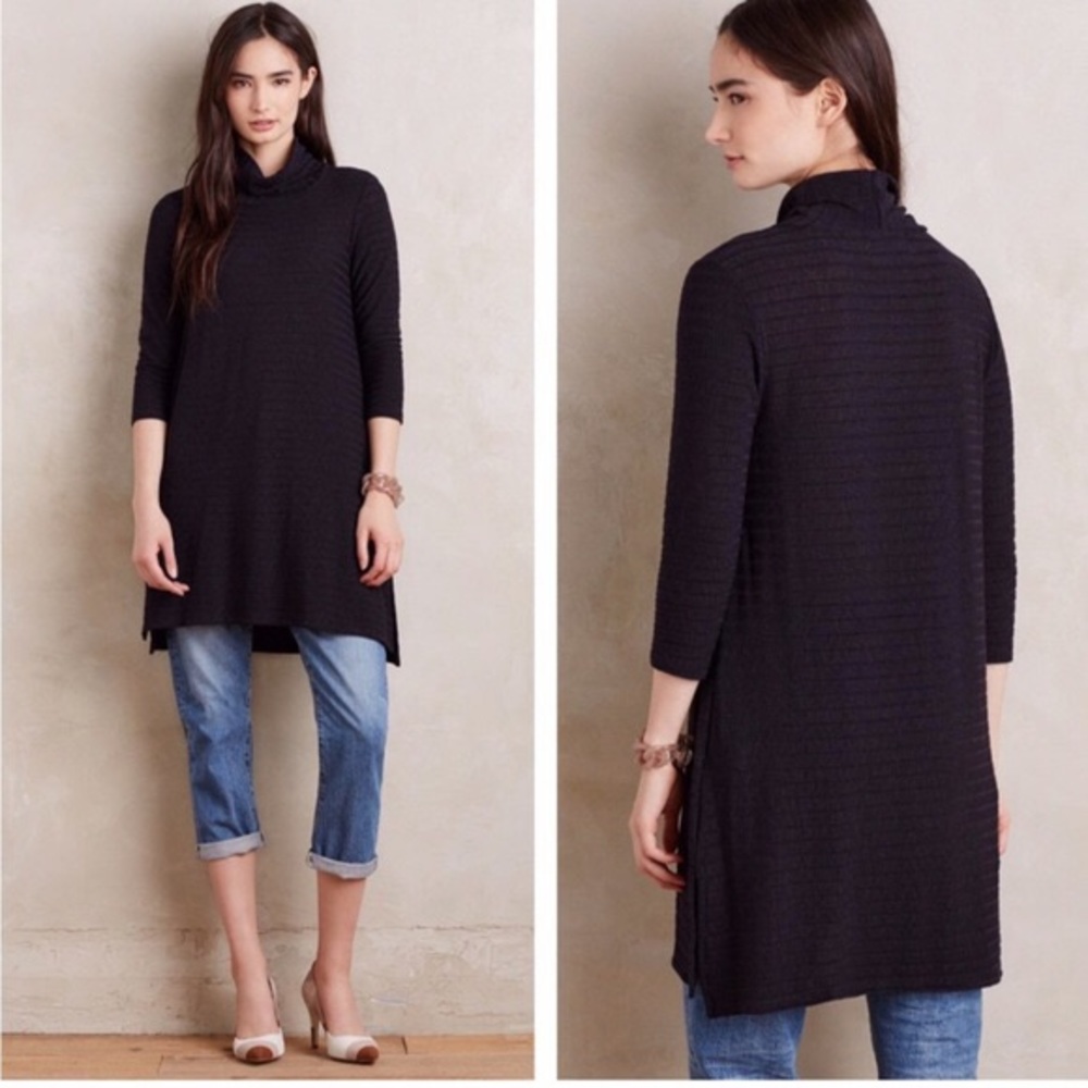Anthropologie Puella black stripped tunic dress L